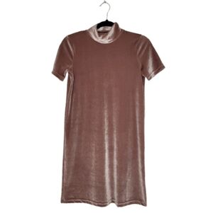Madewell Mauve Mock Neck Velvet Dress